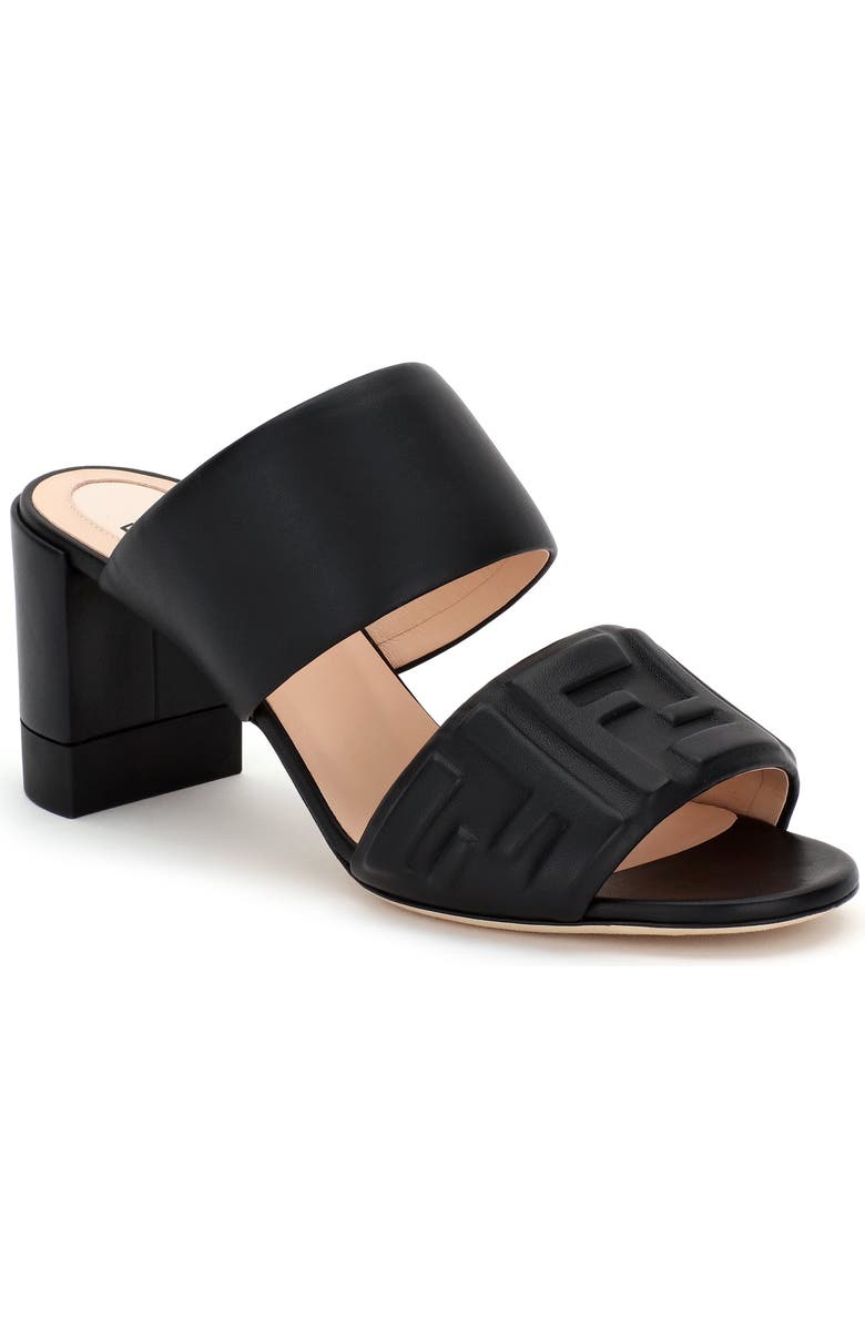 Fendi FF Embossed Logo Slide Sandal, Main, color,