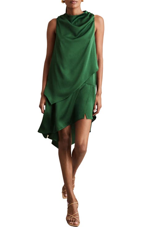 Reiss Eloise Drape Layered Asymmetric Satin Dress | Nordstrom
