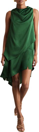 【海外限定】REISSドレス☆Eloise Drape Neck Mini Dress, Green REISS Eloise Drape Neck Short Occasion Dress | Bloomingdale's