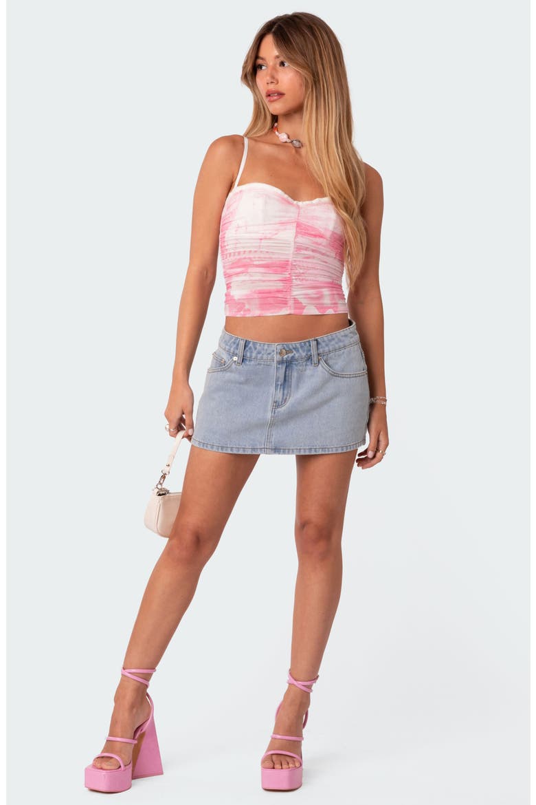 Evelyn Print Ruched Crop Camisole, Alternate, color, PINK