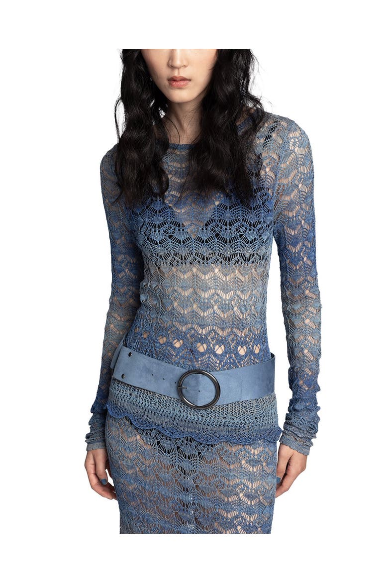 Ombre Space Dye Crochet Top- Twilight Blue, Alternate, color, Twilight