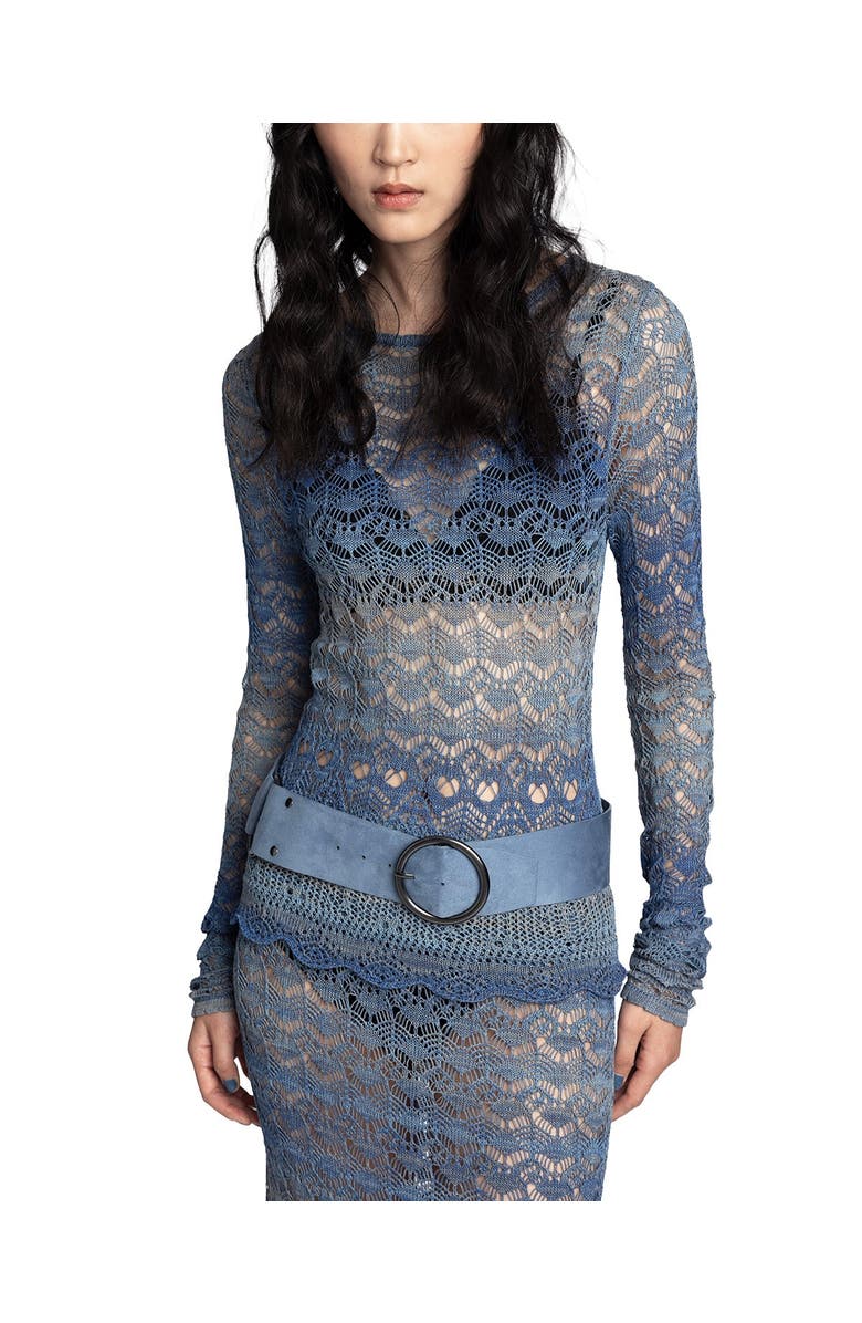 Anna Sui Ombre Space Dye Crochet Top- Twilight Blue, Alternate, color, Twilight