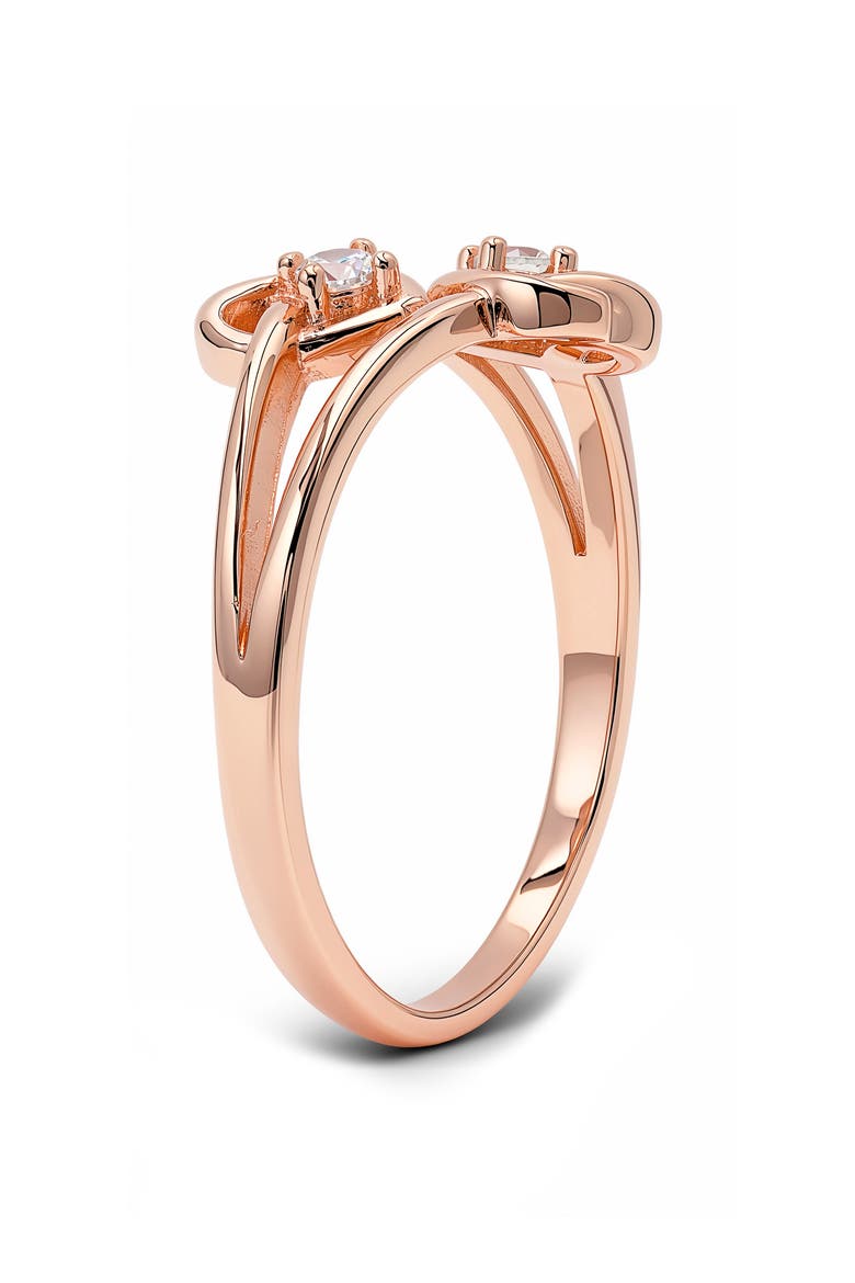 Cubic Zirconia Double Heart Ring, Alternate, color, ROSE GOLD