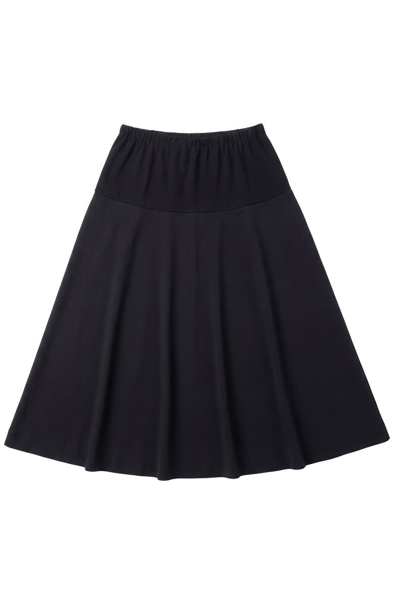 Touche Eclat Ponte Stretch Flared Midi Skirt, Main, color, Black