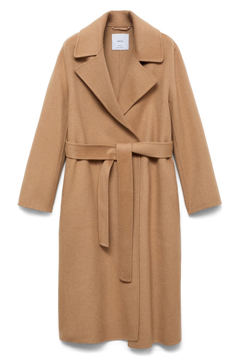 Belted Handmade Wool Blend Coat, Alternate, color, MEDIUM BROWN