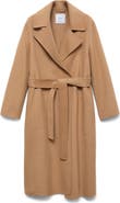 MANGO Belted Handmade Wool Blend Coat