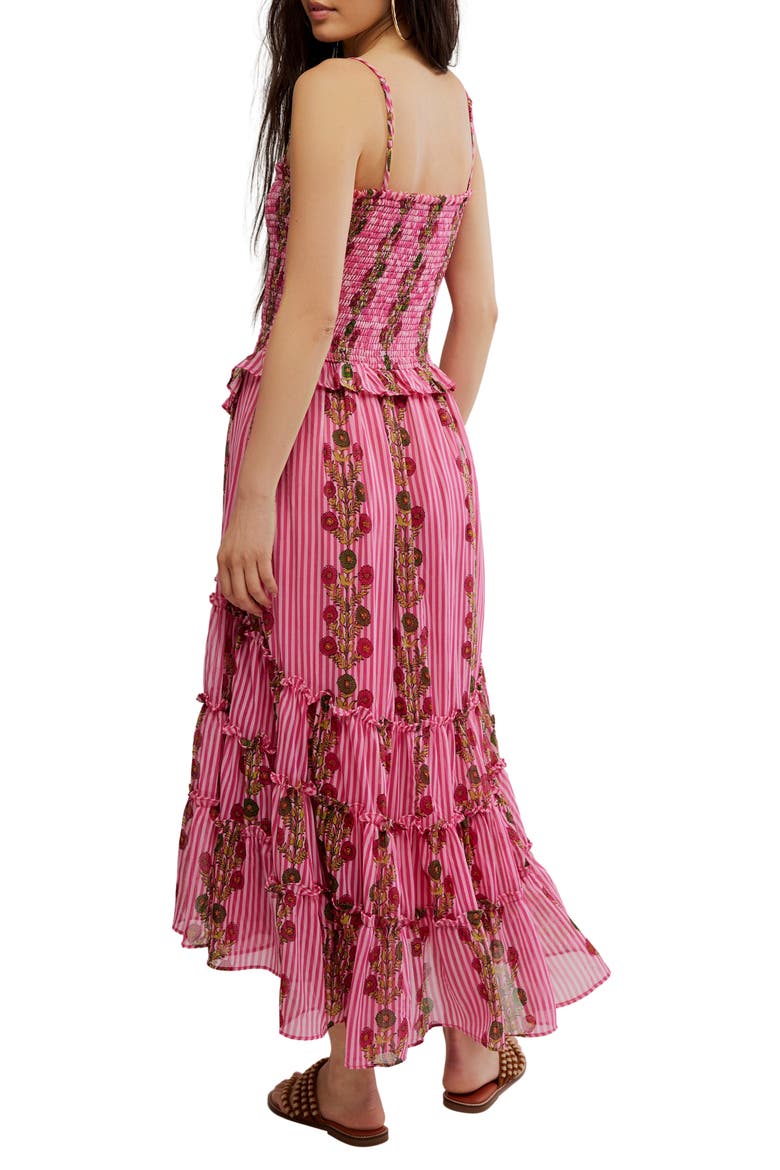 Alejandra Smocked Bodice Tiered Sundress, Alternate, color, HOT PINK COMBO