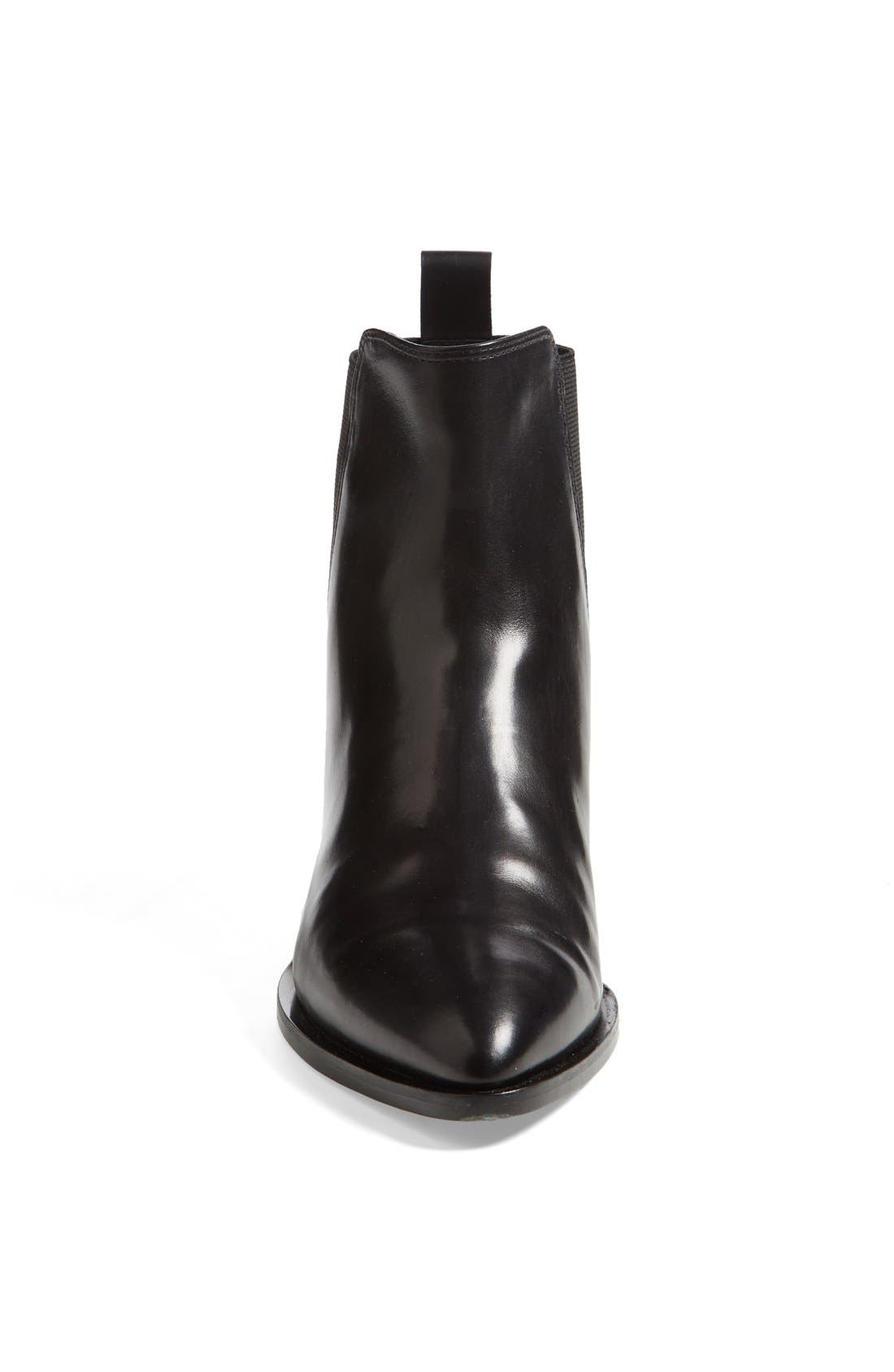 'Yarmon' Almond Toe Calfskin Leather Chelsea Boot, Alternate, color, BLACK