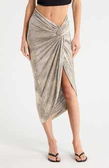 Alba Ruched Metallic Midi Skirt