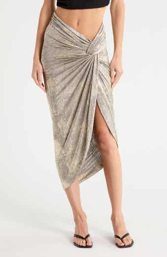Alba Ruched Metallic Midi Skirt