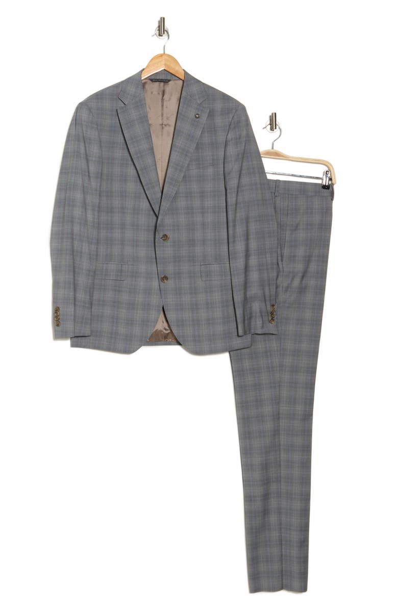 Jack Victor Esprit Plaid Gray Wool Suit, Alternate, color, Light Grey