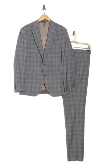 Jack Victor Esprit Plaid Gray Wool Suit In Gray
