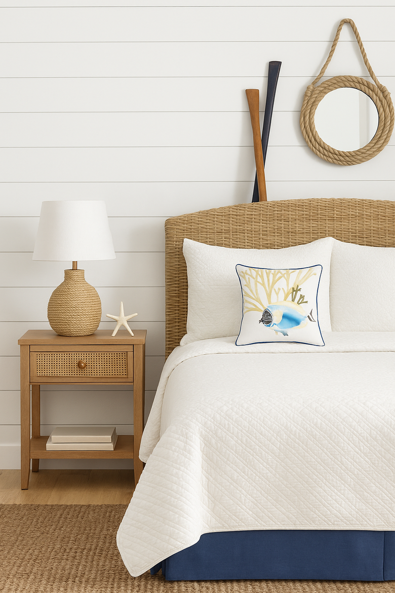 Belmont Fish Coral 100% Cotton HD Printed Accent Throw Pillow 18" x 18" ", Alternate, color, Blue