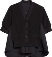 Sacai Suiting Mixed Media Cardigan