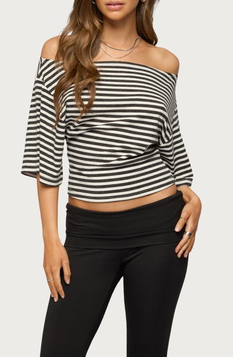 Jadan Stripe Off the Shoulder Top