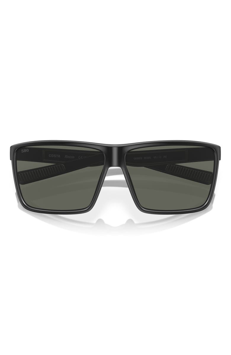 Costa Del Mar 63mm Polarized Oversize Square Sunglasses, Alternate, color, Matte Black / Gray 580G