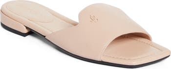 ◆正規品・新品◆Jimmy Choo Dina Logo Plaque Slides Dina Flat | Black Nappa Leather Crossover Slingback | JIMMY