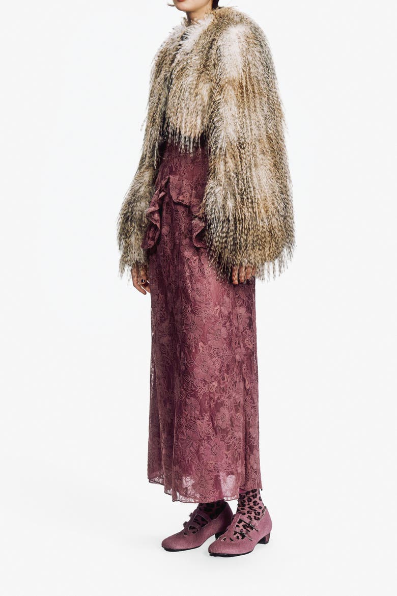 Lynx Faux Fur Cropped, Alternate, color, GREY MULTI