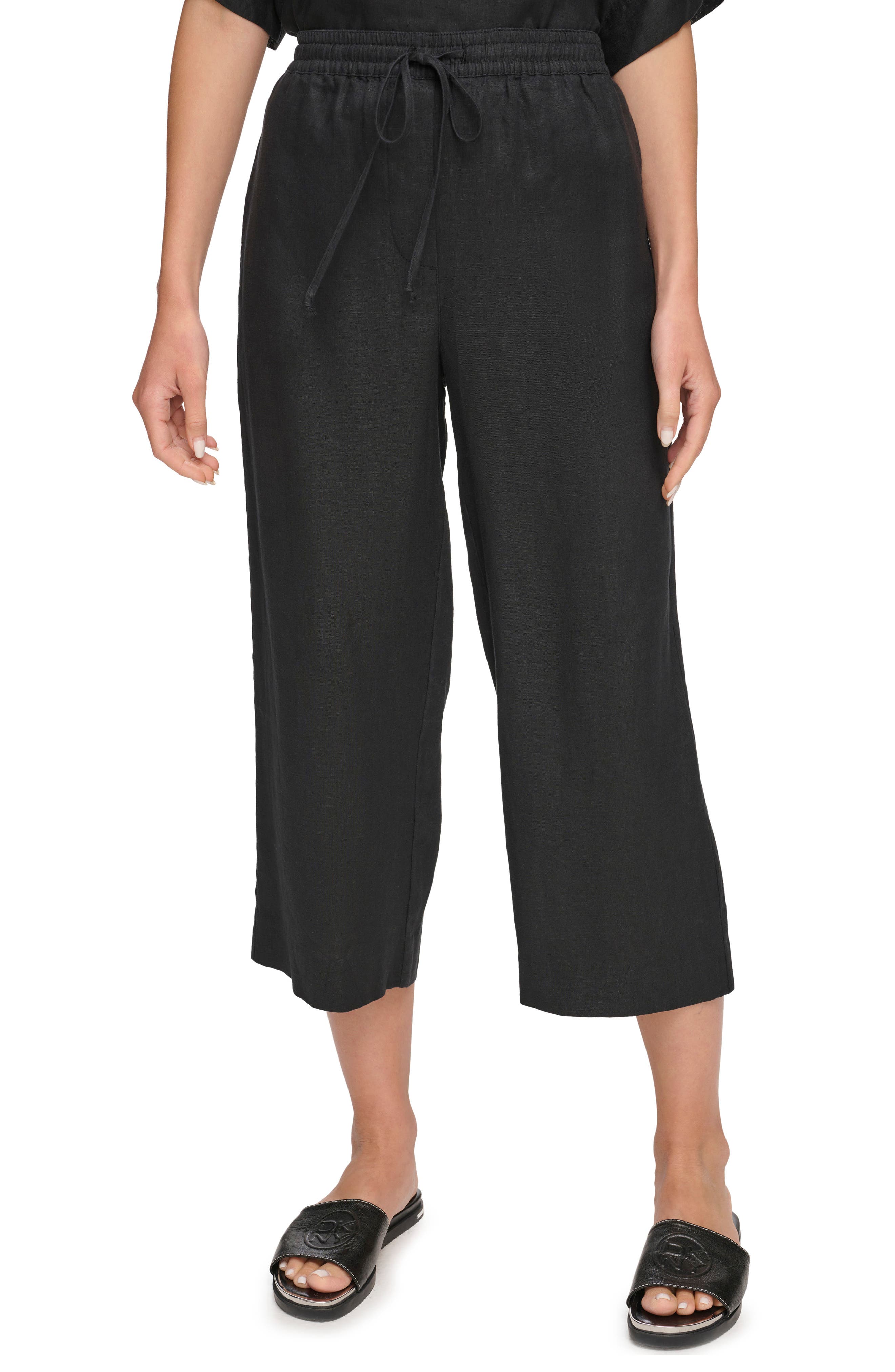 Drawstring Crop Linen Pants
