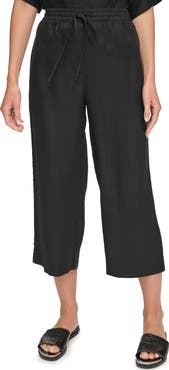 DKNY Drawstring Crop Linen Pants