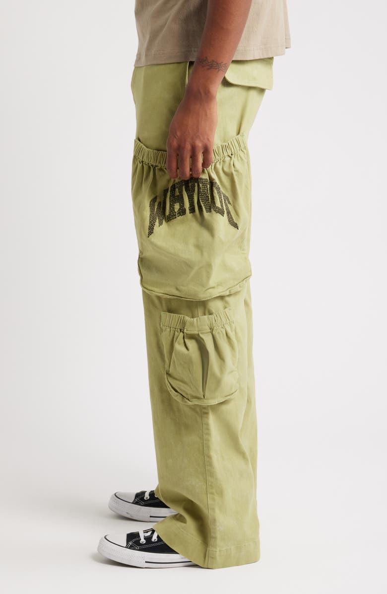 HONOR THE GIFT Wide Leg Cotton Twill Cargo Pants, Alternate, color, Green