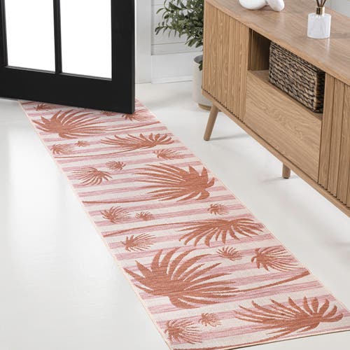 Jonathan Y Veronica Classic Beach Stripe And Palm Leaf Indoor/outdoor Area Rug