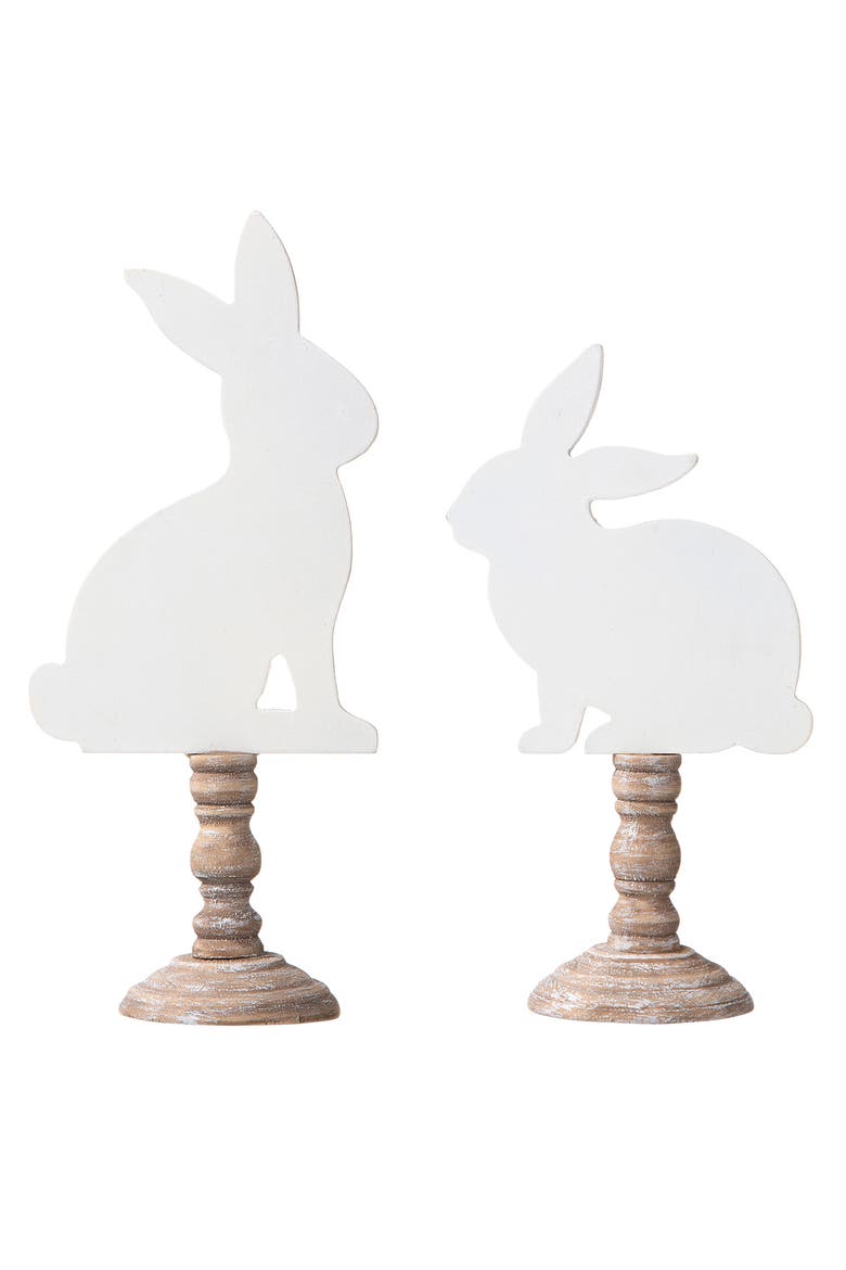 Set of 2 Easter Wooden Bunny Table Decor, Alternate, color, White