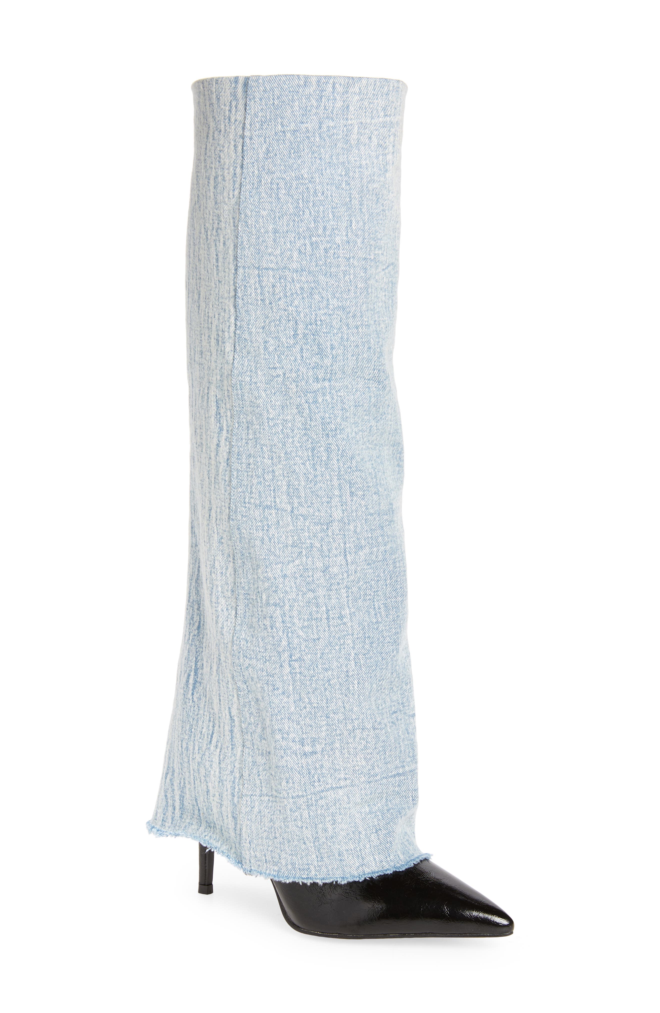 AZALEA WANG Appealing Pointed Toe Denim Pump, Main, color, 