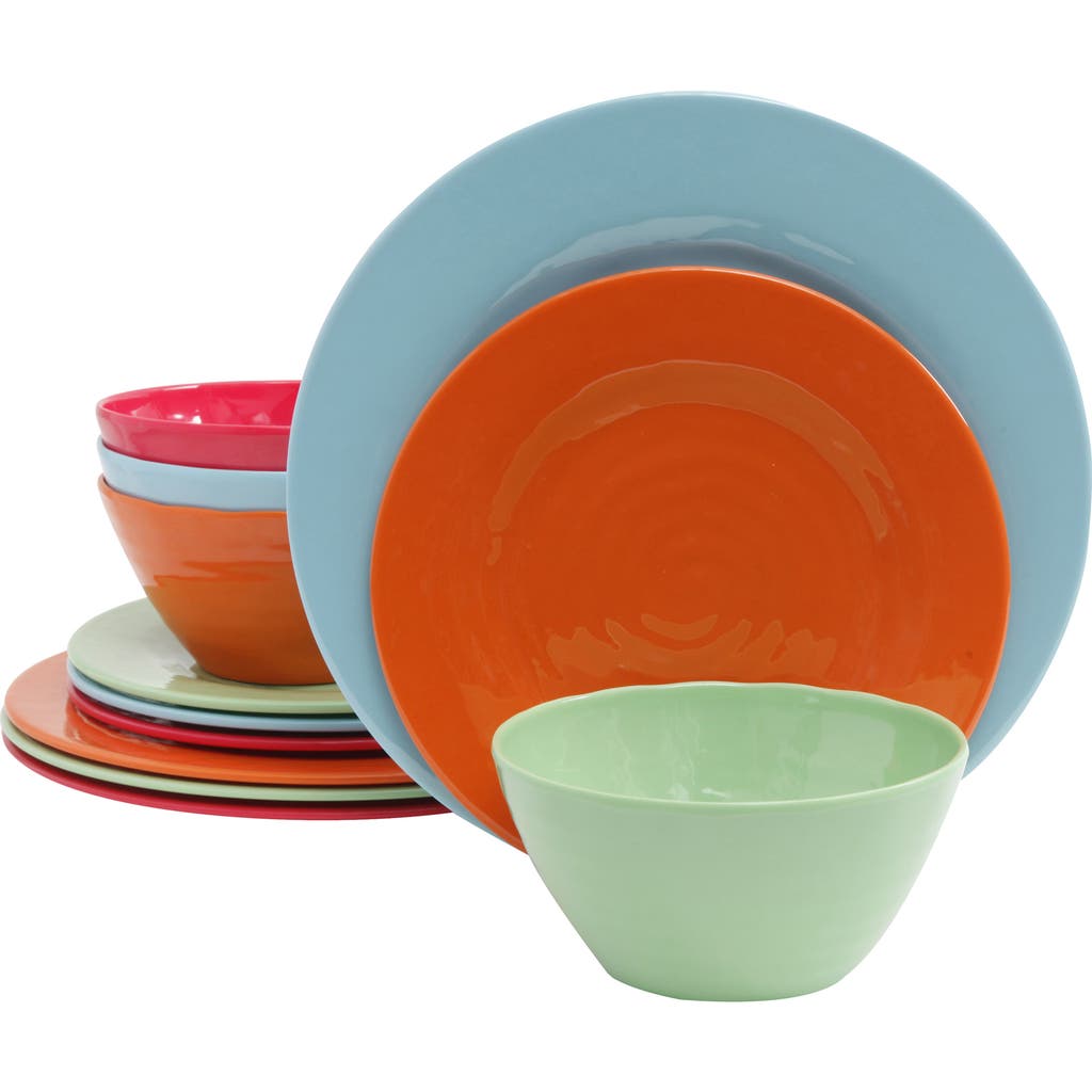 Gibson Home Brist 12 Piece Melamine Dinnerware Set In Multi