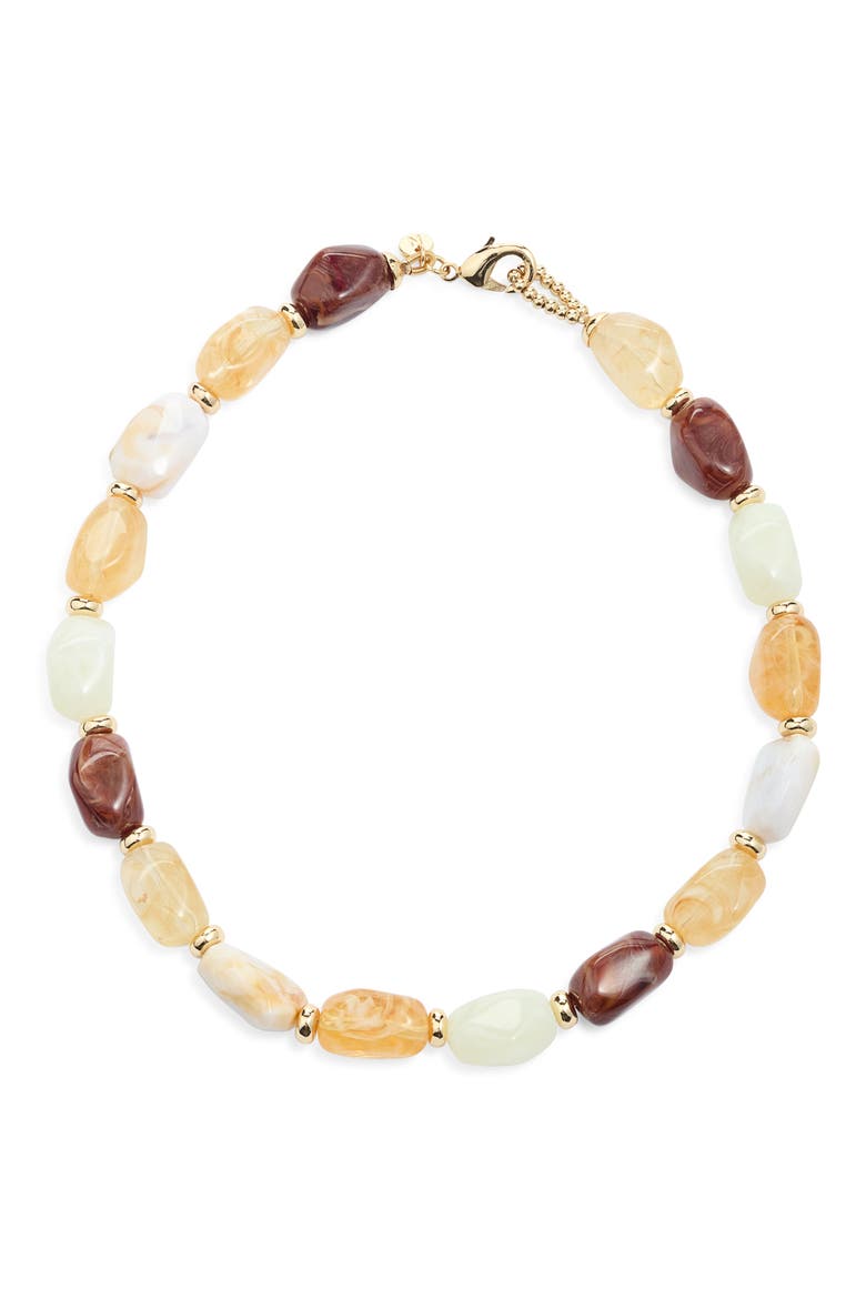 Organic Faceted Bead Necklace, Main, color, BROWN MULTI- GOLD