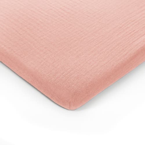 Comfy Cubs Muslin Fitted Bassinet Crib Sheet In Lace Pink