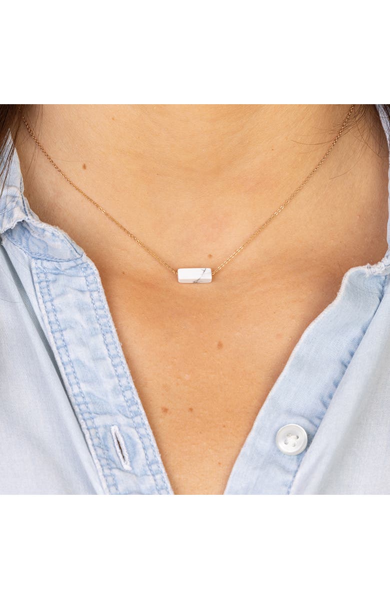 Totalee Gift You're a Gem Necklace, White Burnished Brass White, Alternate, color,