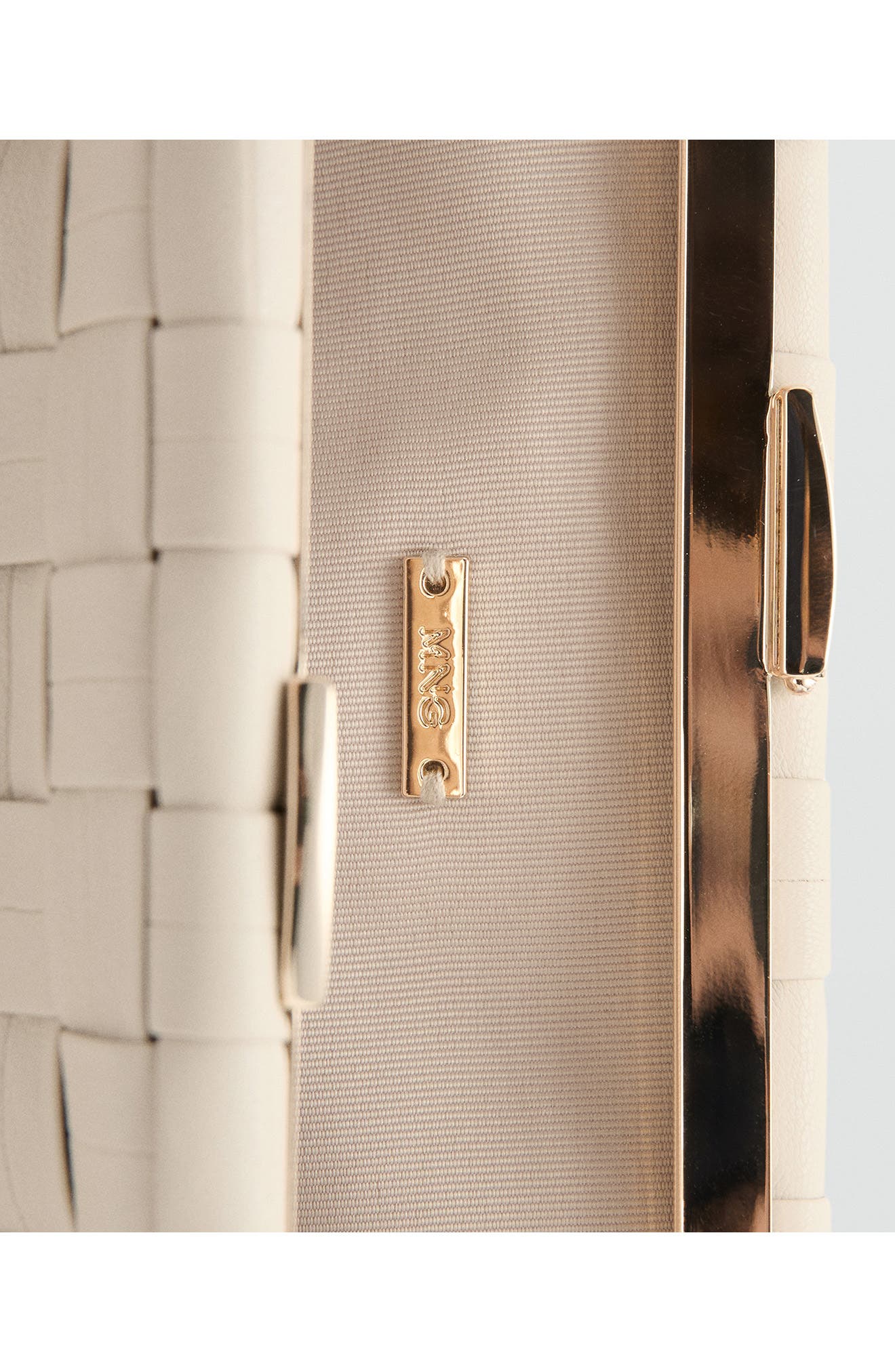 Braided Faux Leather Frame Clutch, Alternate, color, OFF WHITE