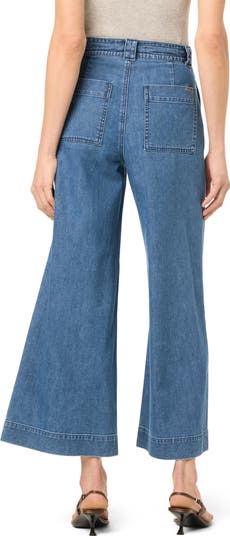 Tie Front Wide Leg Ankle Crop Trousers