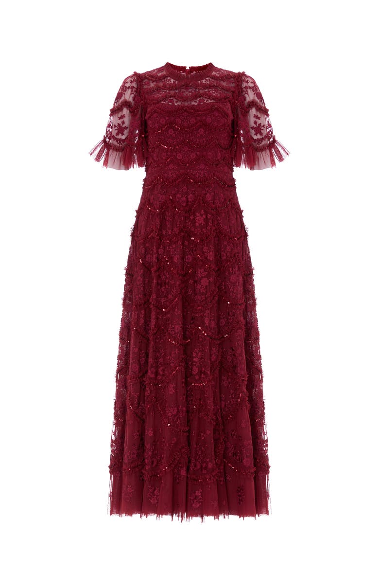 Lily Bloom Embroidered Dress, Alternate, color, Garnet
