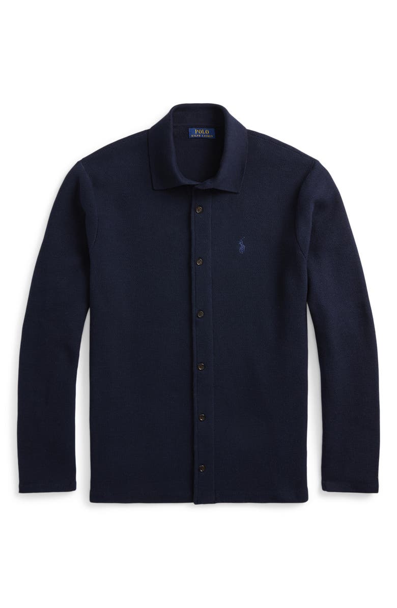 Polo Ralph Lauren Embroidered Logo Cotton Piqué Cardigan, Alternate, color, 