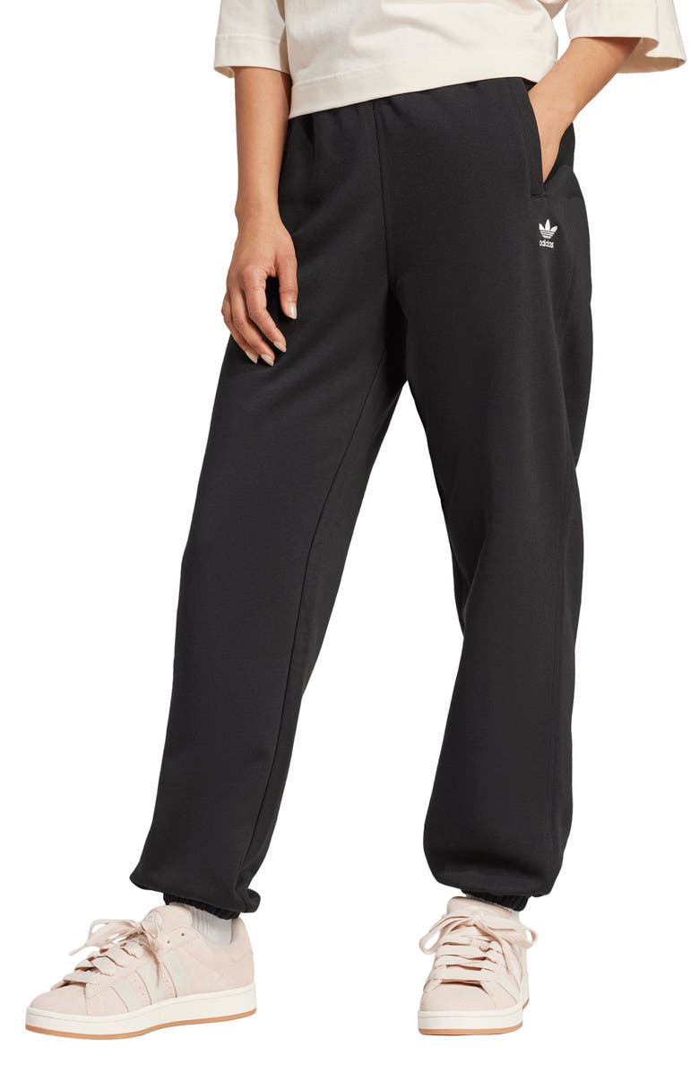 adidas Essentials Trefoil Lifestyle Fleece Sweatpants, Main, color, Black