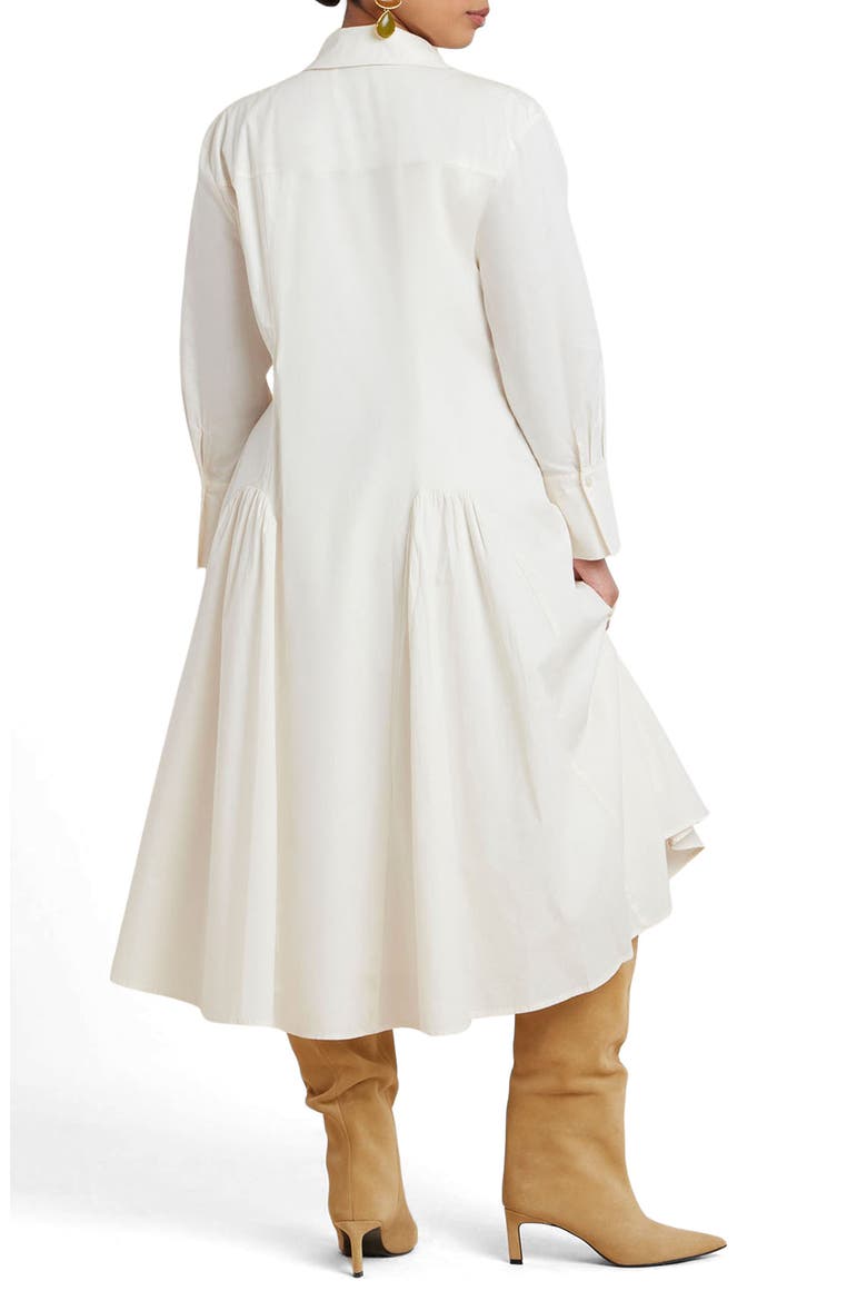 Shirred Godet Flare Poplin Dress, Alternate, color, JET STREAM