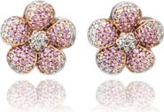 SUZY LEVIAN Sapphire & Diamond Flower Stud Earrings