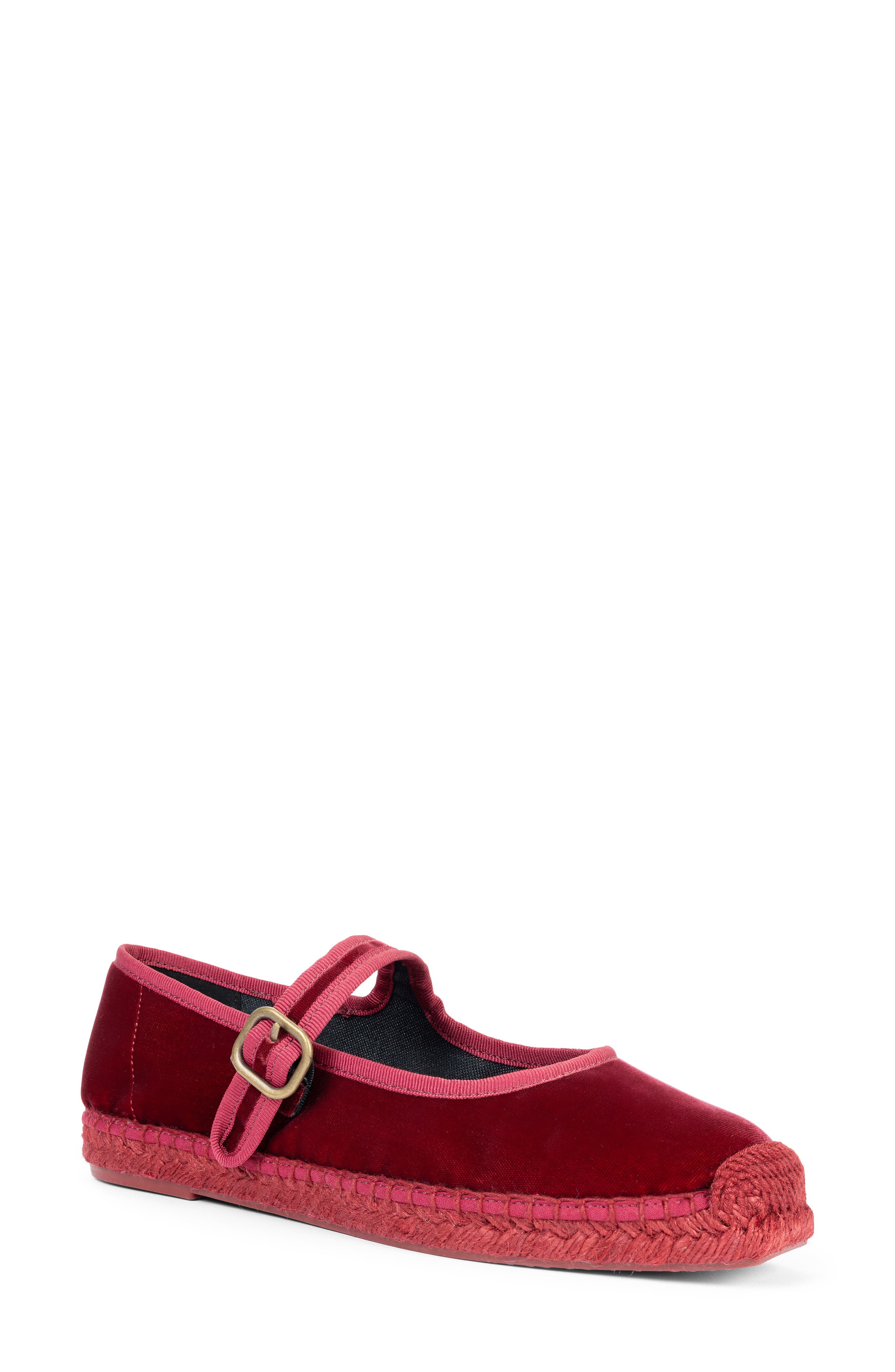 Flora Velvet Mary Jane Espadrille, Main, color, MOROCCAN RED