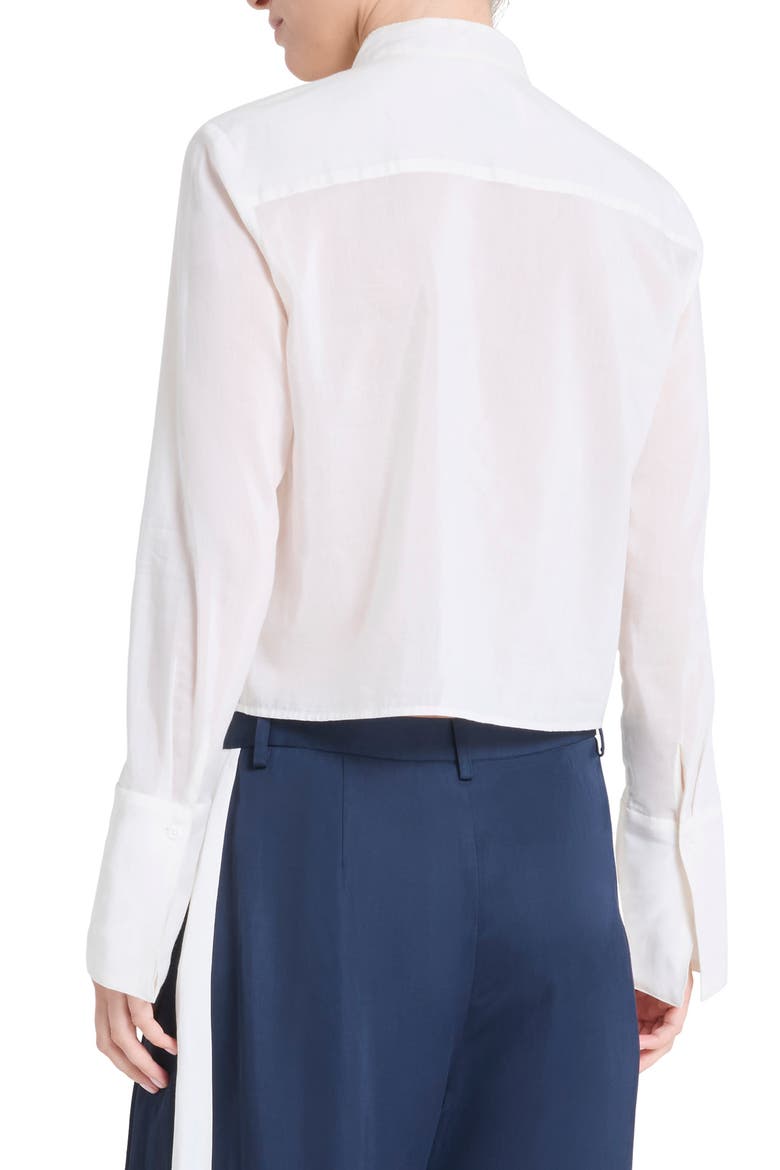 Patti Ruffle Front Cotton & Silk Button-Up Shirt, Alternate, color, WHITE