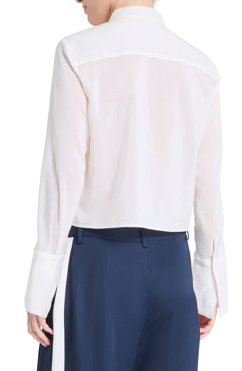 TWP Patti Ruffle Front Cotton & Silk Button-Up Shirt, Alternate, color, White