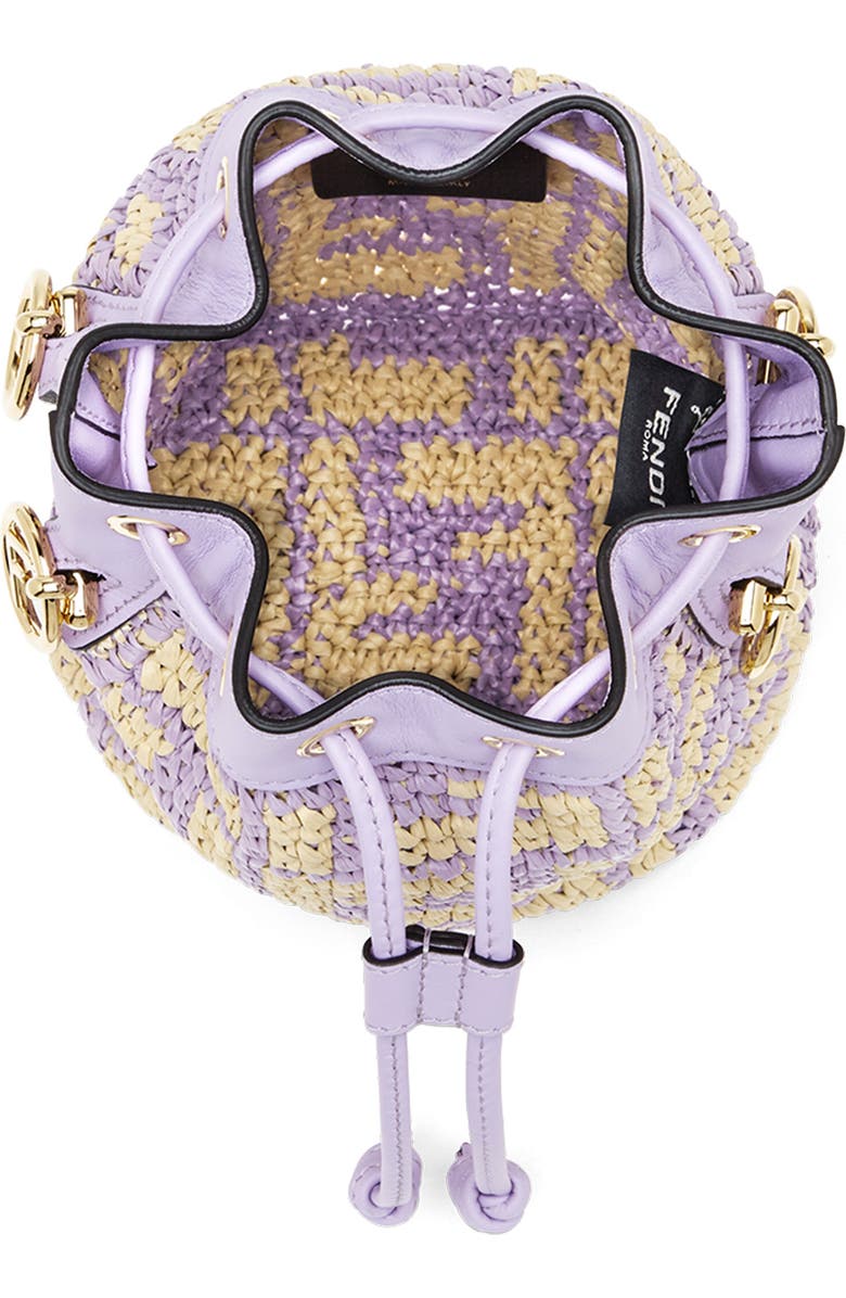 Fendi Small Mon Tresor Woven Raffia Bucket Bag, Alternate, color,