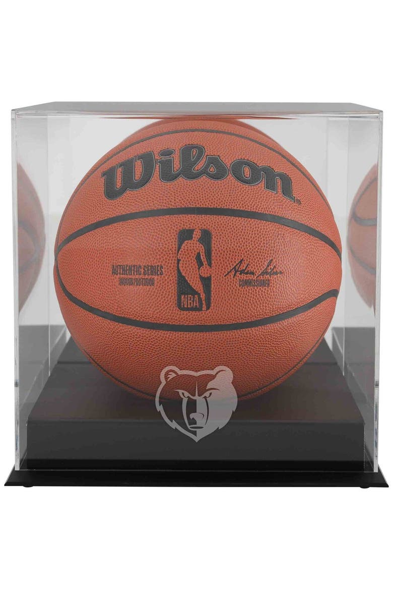 Memphis Grizzlies Black Base Team Logo Basketball Display Case with Mirrored Back, Main, color, Black