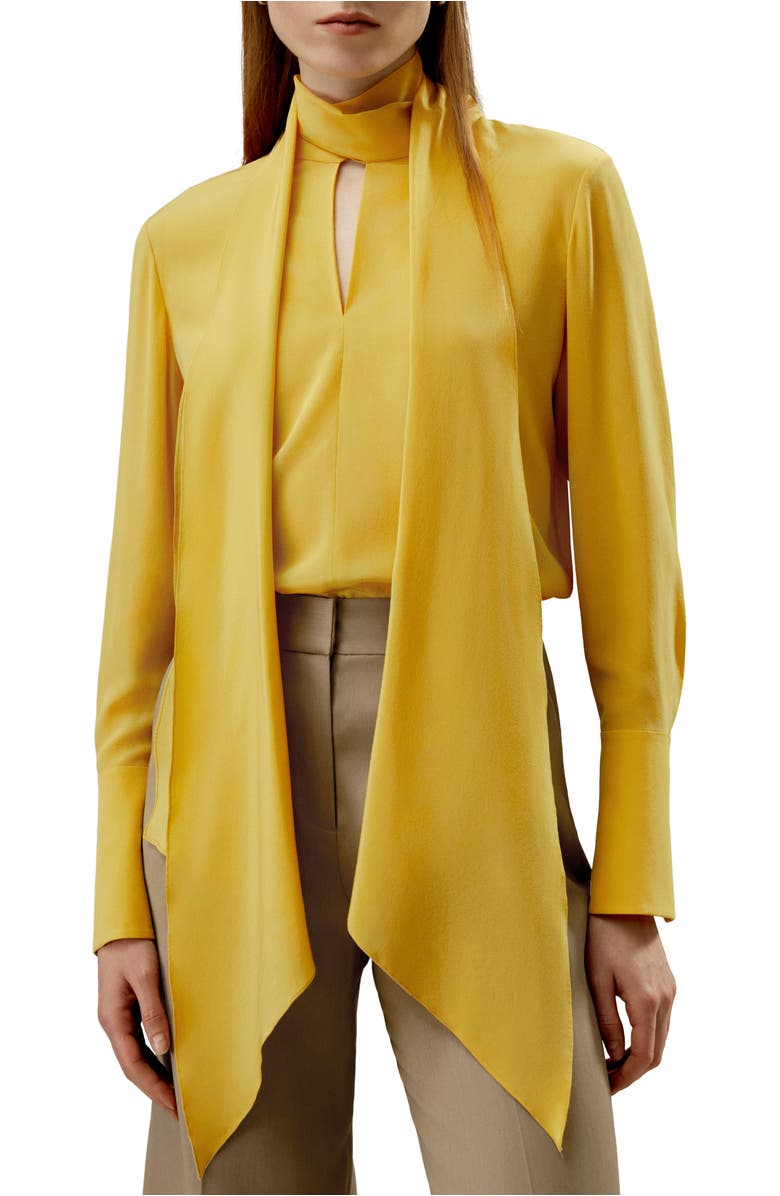 Lilysilk Flowing Draped Tie-Neck Silk Blouse, Main, color,