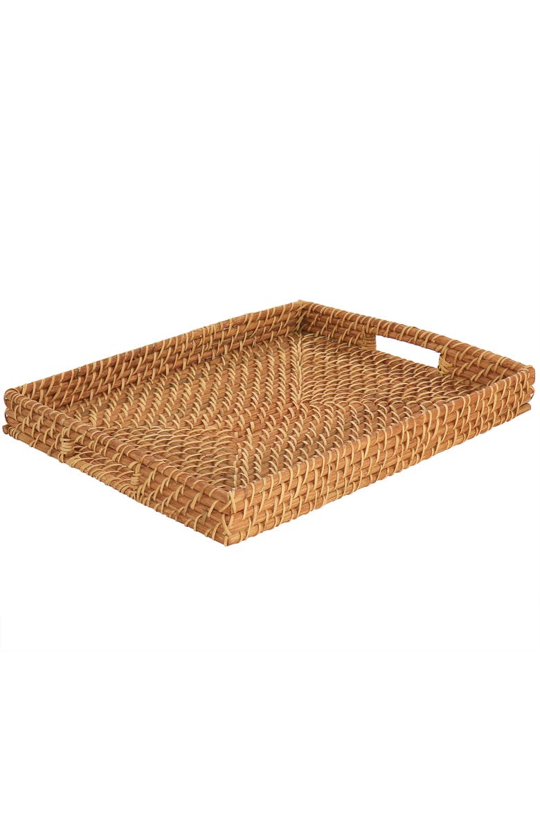 MARTHA STEWART 16 Inch Rattan Woven Serving Tray, Main, color, Brown