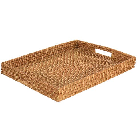 16 Inch Rattan Woven Serving Tray