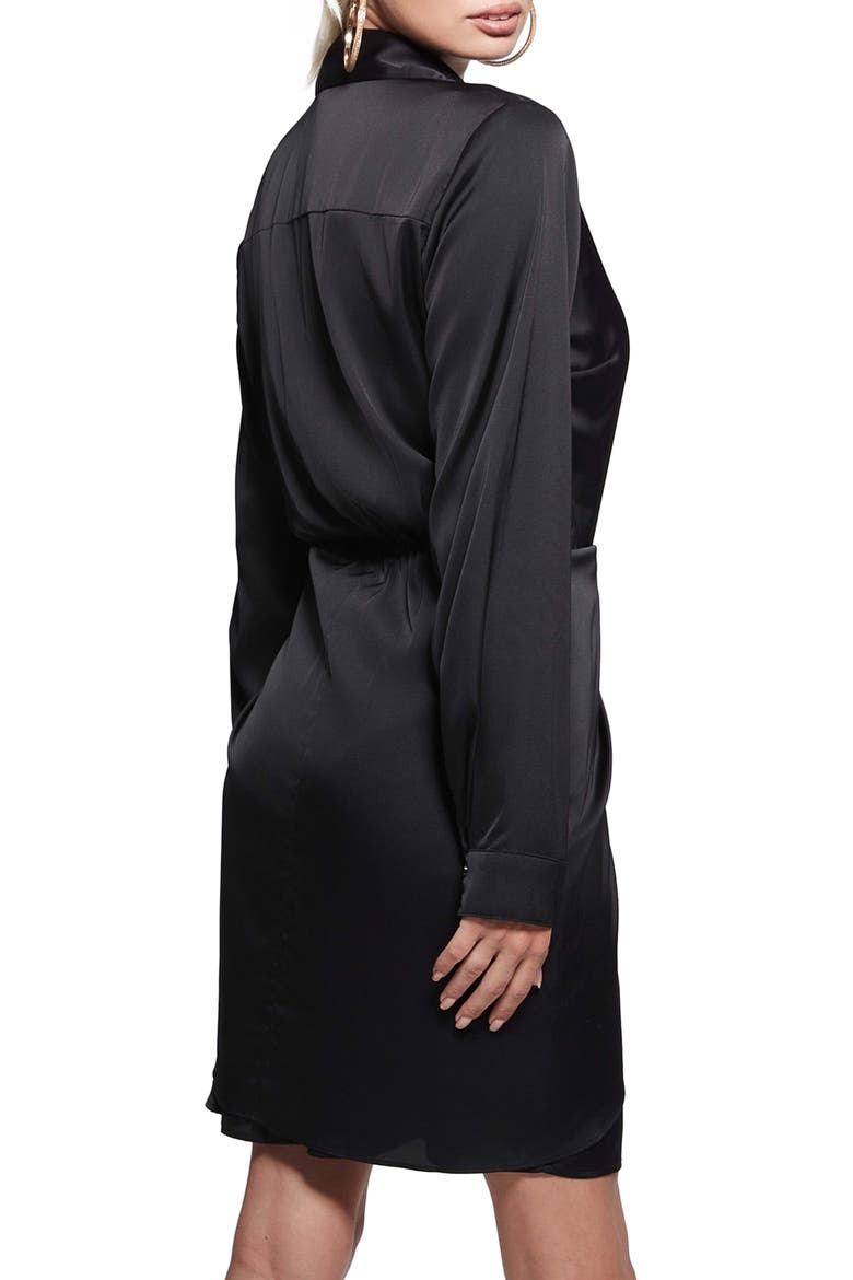 Alya Long Sleeve Mini Shirtdress, Alternate, color, JET BLACK