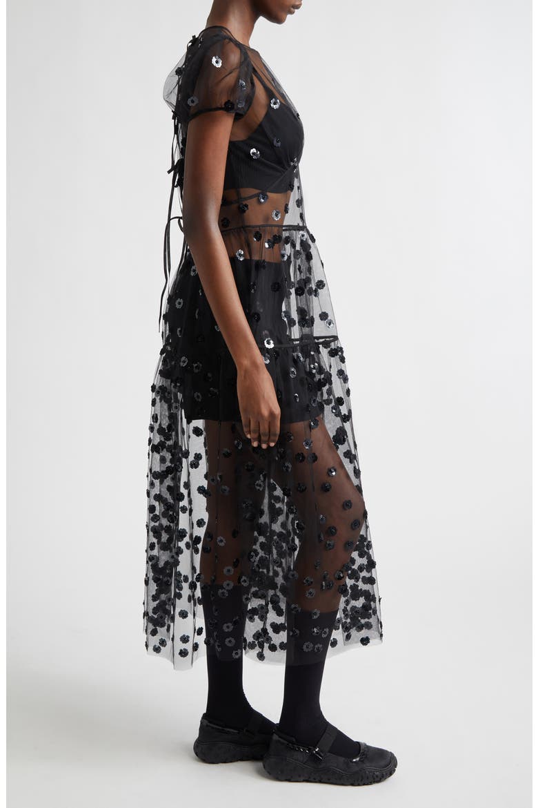 CBnanna Sequin Blossom Tulle Dress, Alternate, color, BLACK SEQUIN BLOSSOM TULLE