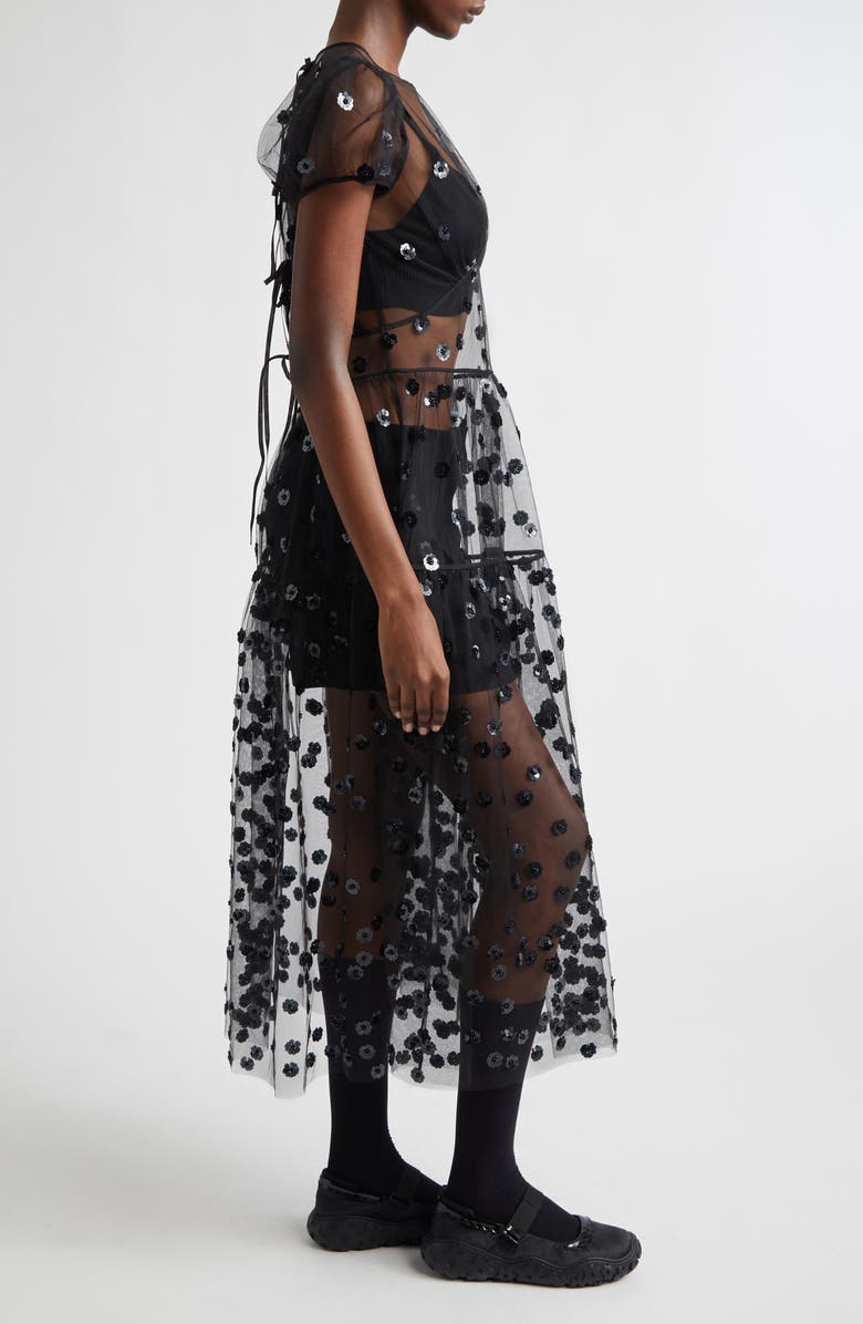 Cecilie Bahnsen CBnanna Sequin Blossom Tulle Dress, Alternate, color, Black Sequin Blossom Tulle
